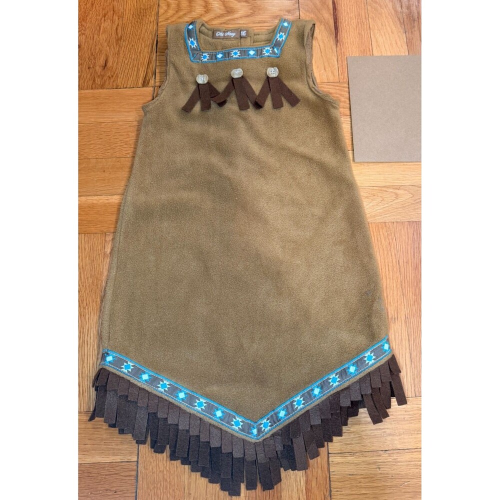 Old Navy Girls 4T Brown Fleece Fringe Dress Native Inspired Costume Halloween